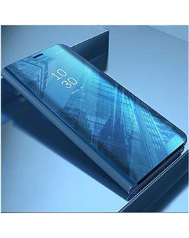 Samsung Galaxy A6 Plus 2018 Luxury Mirror Clear View Magnetic Stand Flip Folio Case for Samsung Galaxy A6+ (2018) -Blue