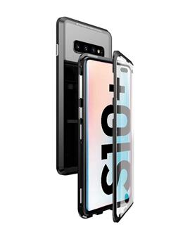 Case for Samsung Galaxy S10+ / S10 Plus Ultra Slim Magnetic Back Case Back Cover with Metal Frame & Glass Back for Samsung Galaxy S10+ / S10 Plus -Black