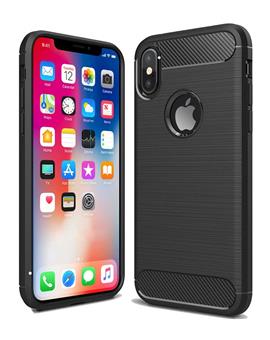 Case for Apple iPhone X Shock Proof Carbon Fibre Texture Slim TPU Flexible Back Case Cover for Apple iPhone X / XS