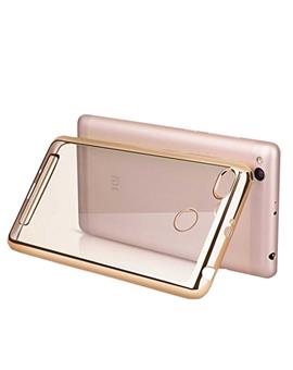 TBZ Transparent Electroplated Edges TPU Back Case Cover for Samsung Galaxy J7 Prime -Gold